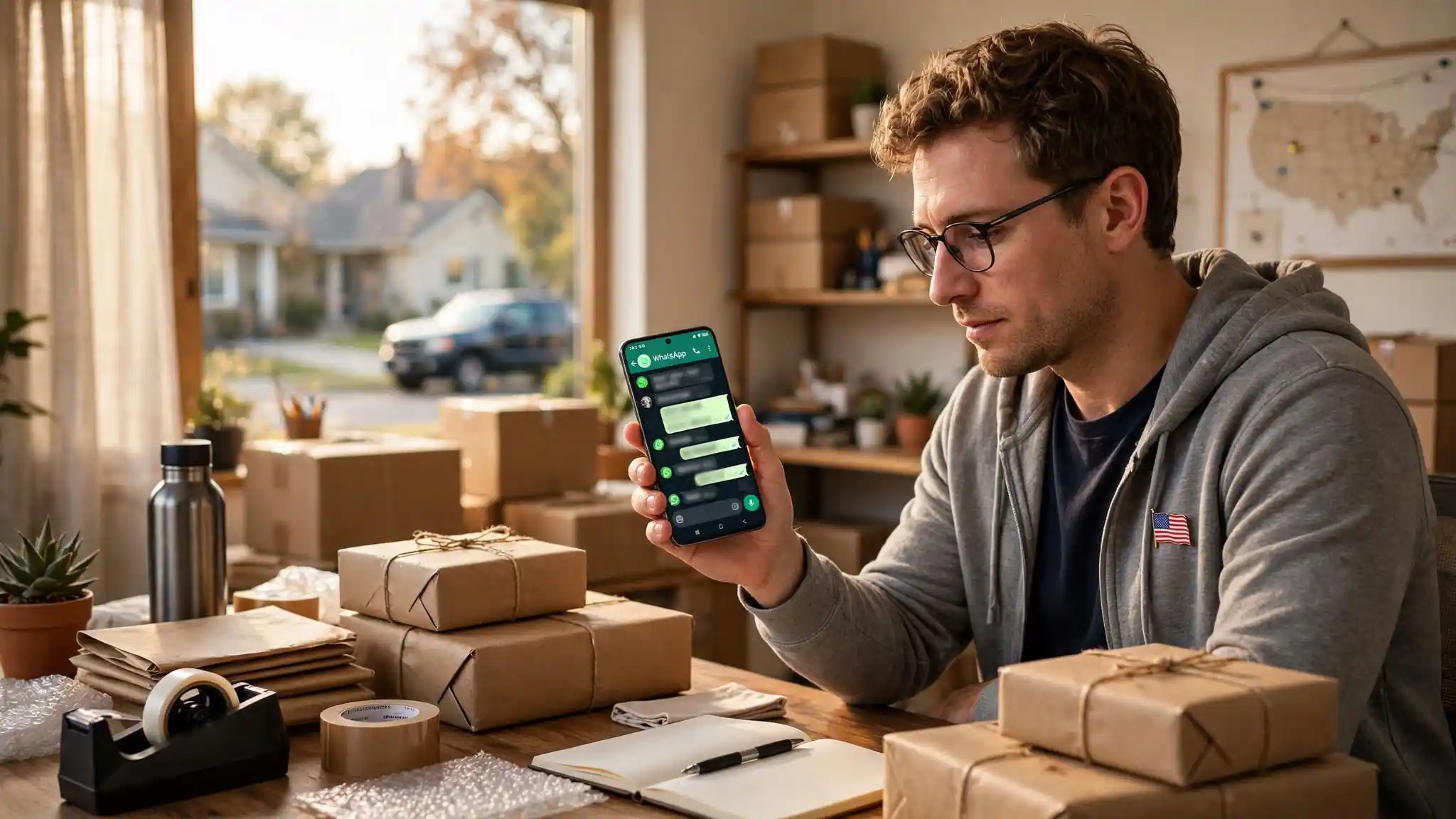 Hand holding a phone where a WhatsApp reply is sending by itself