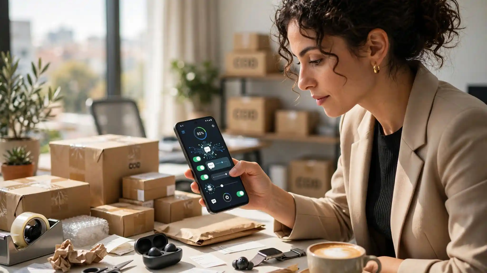 Pantalla de un teléfono Android durante la instalación de una respuesta automática de WhatsApp